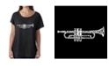 LA Pop Art Women's Dolman Cut Word Art Shirt - Trumpet